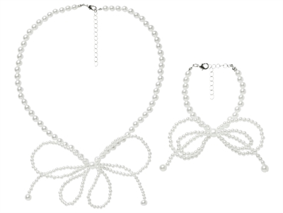 smykkesæt fra Name It i hvid med perler og sløjfe